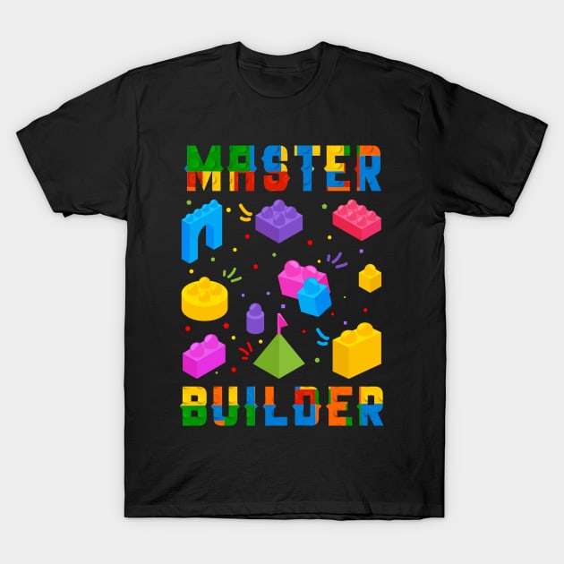 Brick Builder Funny Blocks Master Builder T-Shirt by Hesti Design